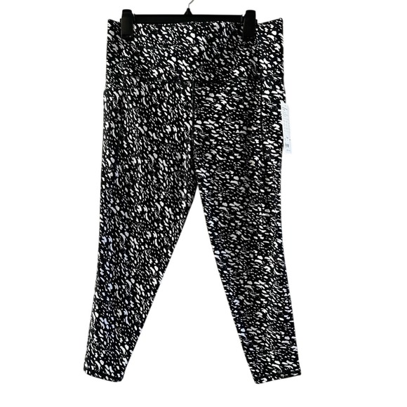 Athleta Pants - Athleta SZ XL Salutation Stash 7/8 Tight Workout Pants Black/White Speckles NEW